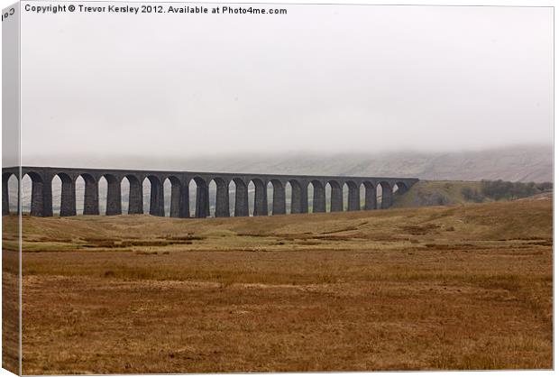 Ribblehead Viaduct Through The Mist Canvas Print by Trevor Kersley RIP