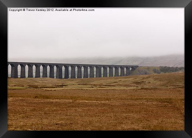 Ribblehead Viaduct Through The Mist Framed Print by Trevor Kersley RIP
