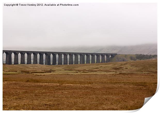 Ribblehead Viaduct Through The Mist Print by Trevor Kersley RIP