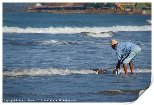 Cleaning Buckets in the Sea Arambol Print by Serena Bowles