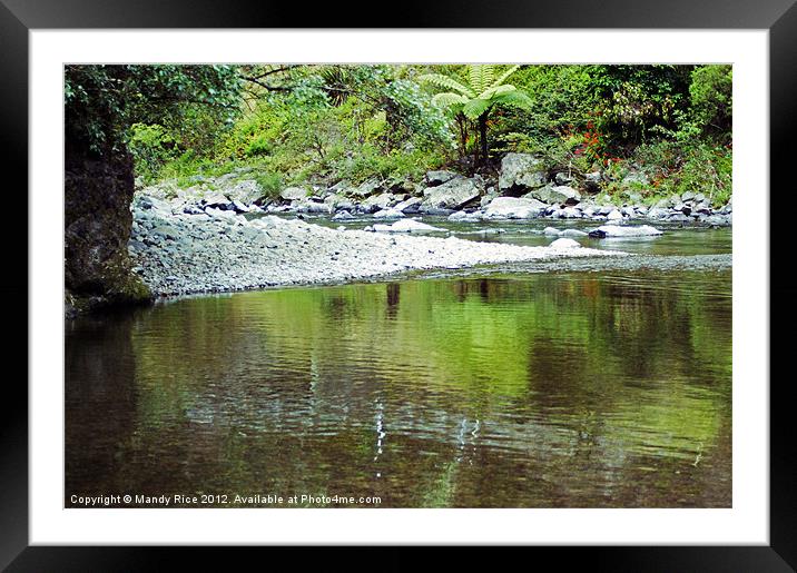 Reflections in stream Framed Mounted Print by Mandy Rice