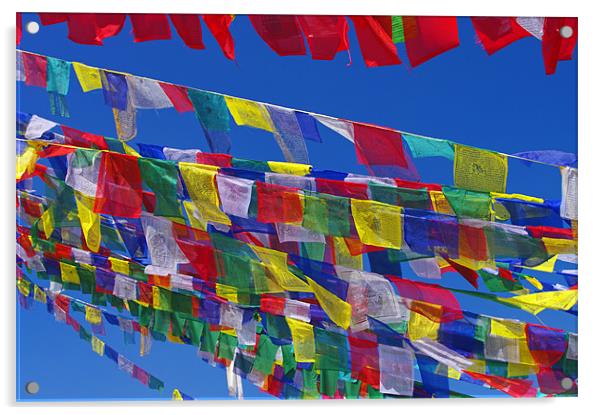 Prayer Flags on a Stupa Acrylic by Jacqi Elmslie