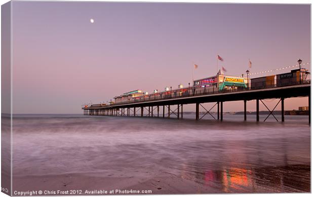 Paignton Pier Sunset at Sunset Canvas Print by Chris Frost