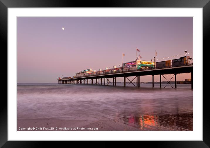 Paignton Pier Sunset at Sunset Framed Mounted Print by Chris Frost