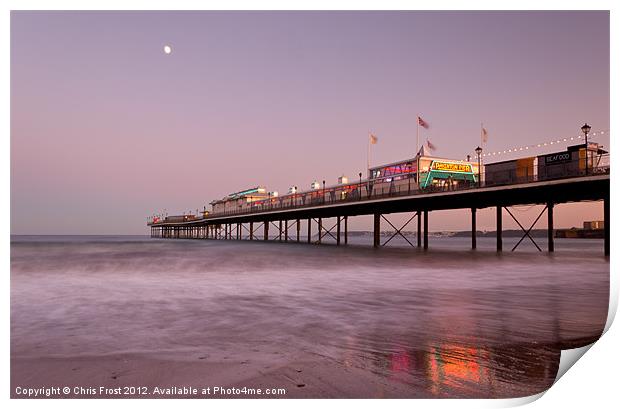 Paignton Pier Sunset at Sunset Print by Chris Frost