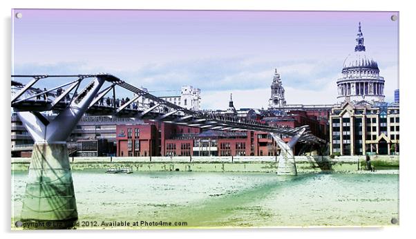 London Millenium Bridge Acrylic by Liz Ward