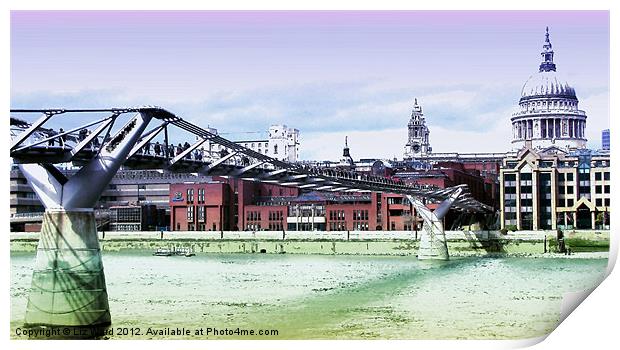 London Millenium Bridge Print by Liz Ward