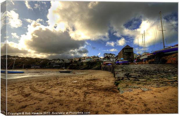 New Quay Harbour Canvas Print by Rob Hawkins