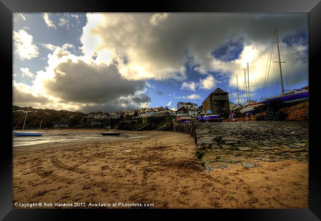 New Quay Harbour Framed Print by Rob Hawkins