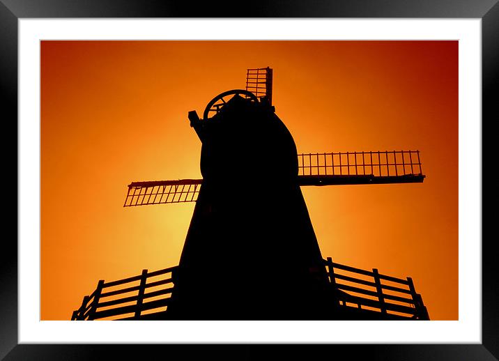 Windmill Silhouette Framed Mounted Print by Louise Godwin