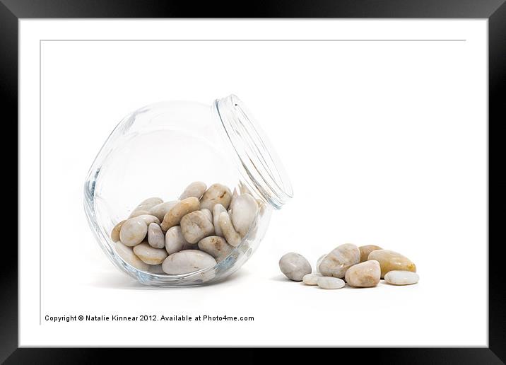 Pebbles and Jar Framed Mounted Print by Natalie Kinnear