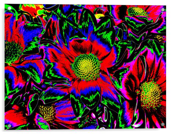 Psychedelic Flowers 02 Acrylic by Rick Parrott