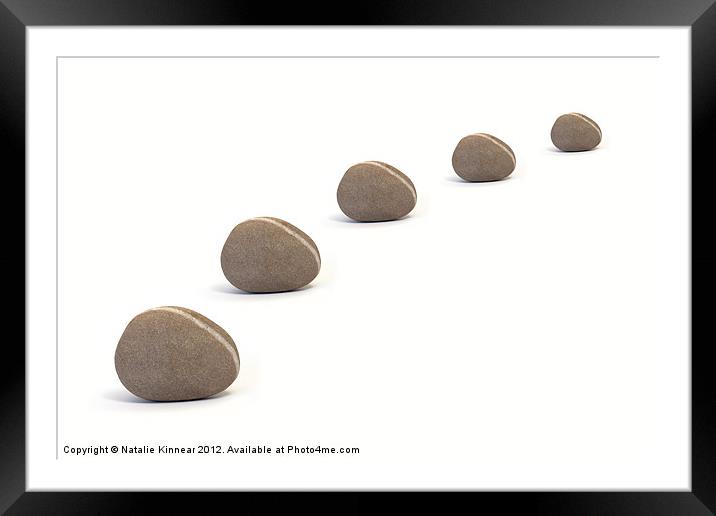 Five Pebbles in an Orderly Queue Framed Mounted Print by Natalie Kinnear