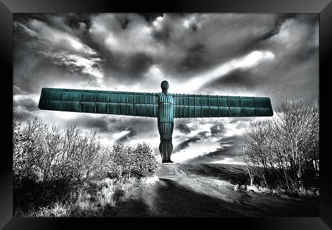 Angel of the North,Blue Framed Print by Kevin Tate