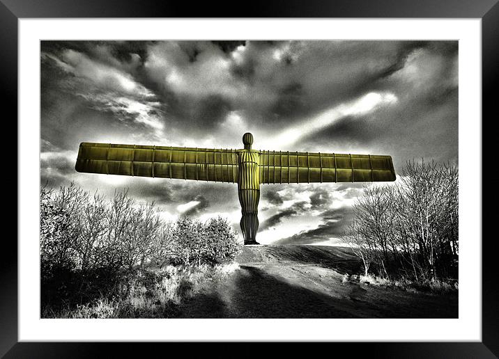 Angel of the North,Lime Framed Mounted Print by Kevin Tate