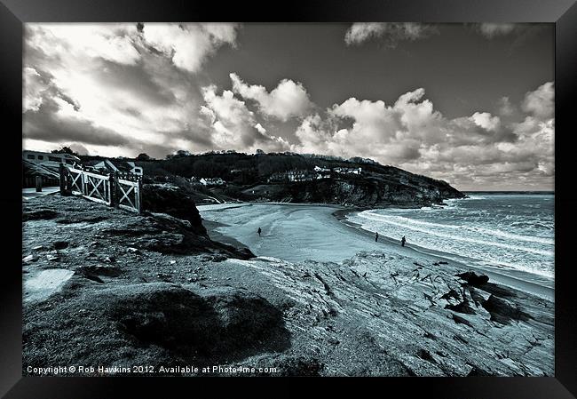 Beach at Aberporth Framed Print by Rob Hawkins