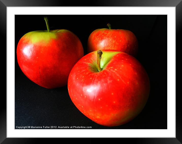Three Apples Framed Mounted Print by Marianne Fuller