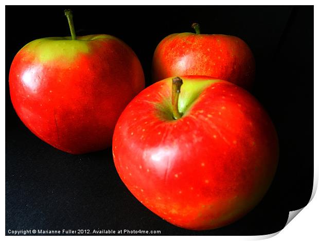 Three Apples Print by Marianne Fuller