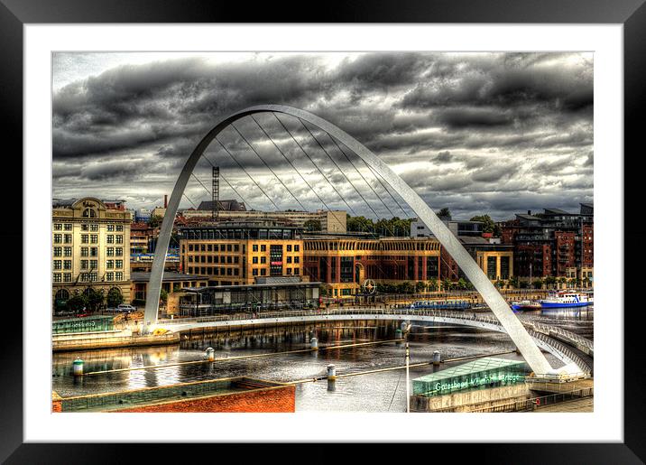 Newcastle Millennium Bridge and Quayside. Framed Mounted Print by Kevin Tate