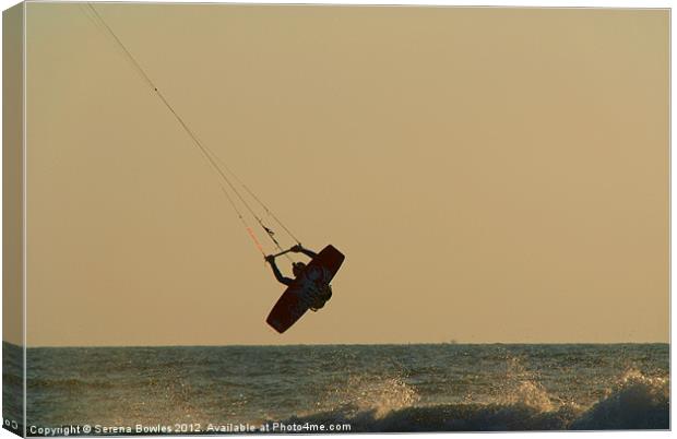 Kite Surfer Jumping Mandrem Canvas Print by Serena Bowles