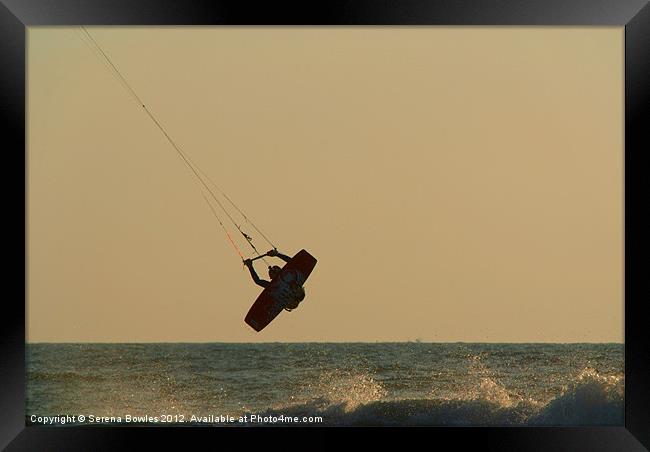 Kite Surfer Jumping Mandrem Framed Print by Serena Bowles