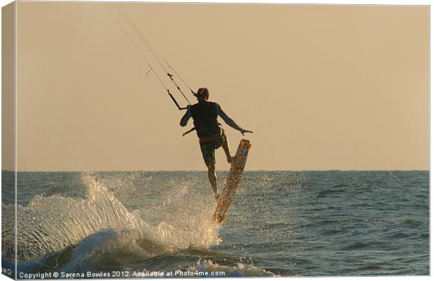 Kite Surfer Jumping Mandrem Canvas Print by Serena Bowles