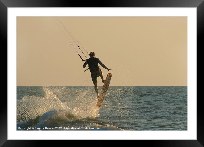 Kite Surfer Jumping Mandrem Framed Mounted Print by Serena Bowles