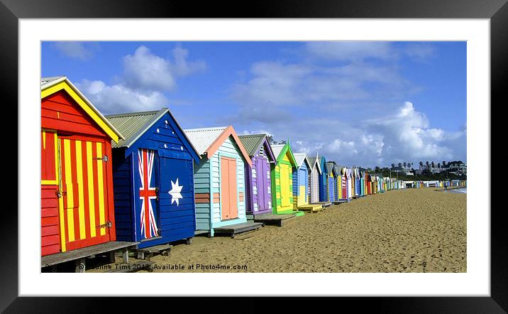 Beach Huts at Brighton Framed Mounted Print by Pauline Tims
