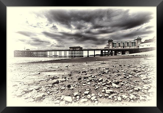 Penarth Pier toned Framed Print by Steve Purnell