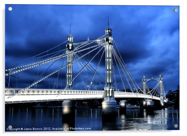 Albert bridge, London Acrylic by Jasna Buncic