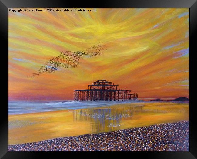 West Pier Sunset Framed Print by Sarah Bonnot