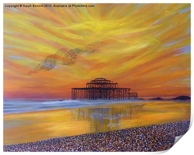 West Pier Sunset Print by Sarah Bonnot