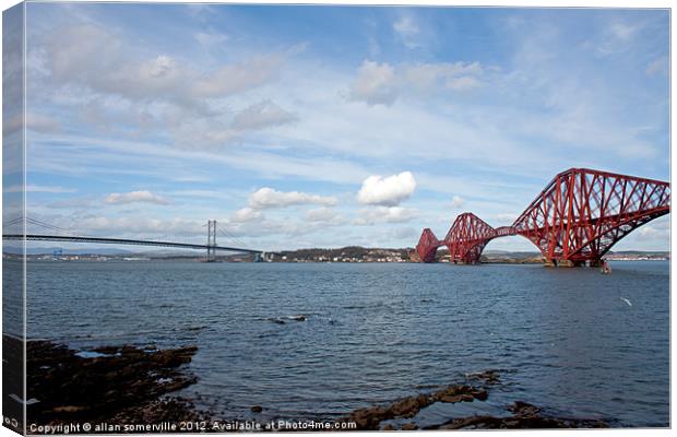 the forth bridges 2 Canvas Print by allan somerville