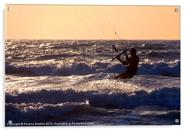 Kitesurfing at Arambol Acrylic by Serena Bowles