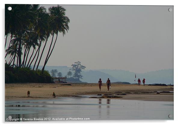 Along the Palm Lined Beach North Goa, India Acrylic by Serena Bowles