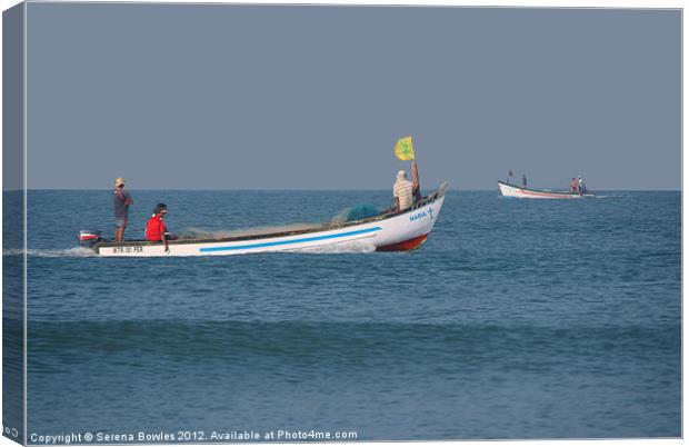 Fishing Boats North Goa Canvas Print by Serena Bowles