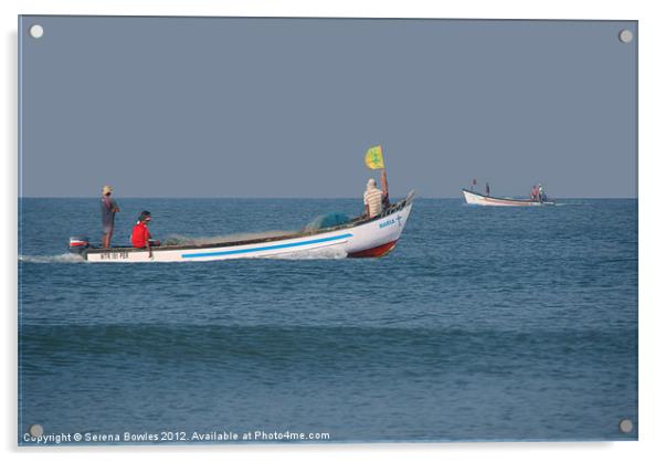Fishing Boats North Goa Acrylic by Serena Bowles