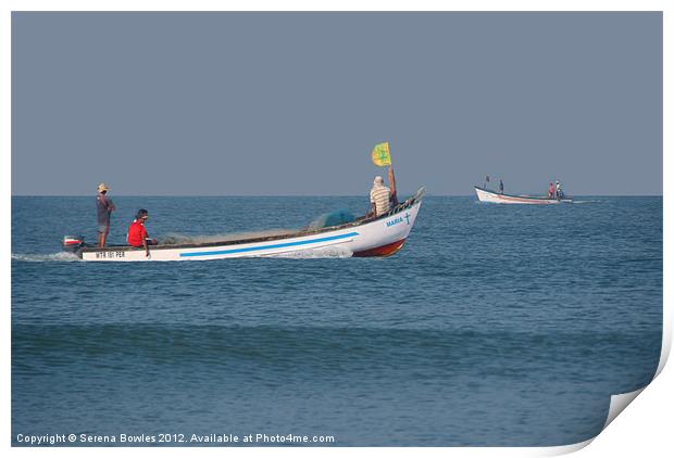 Fishing Boats North Goa Print by Serena Bowles
