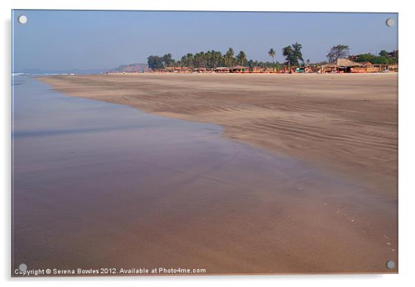 Wide Sandy Beach Mandrem, Goa, India Acrylic by Serena Bowles