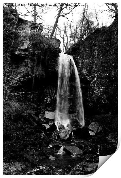 Black and white waterfall Print by Dan Davidson