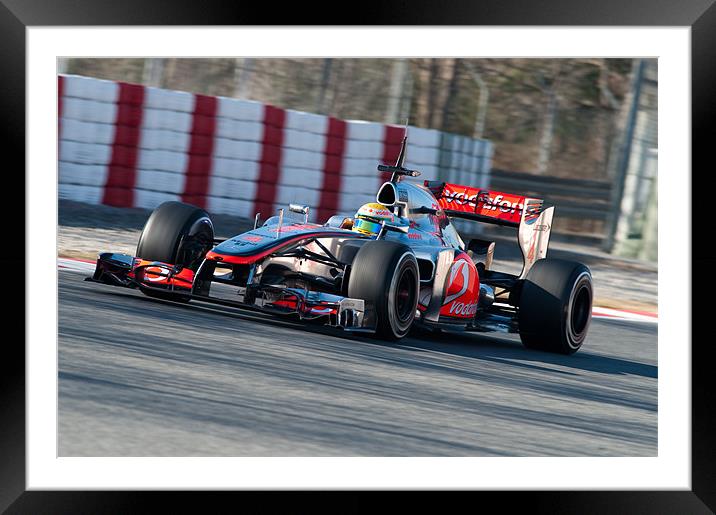 Lewis Hamilton 2012 at Catalunya Framed Mounted Print by SEAN RAMSELL