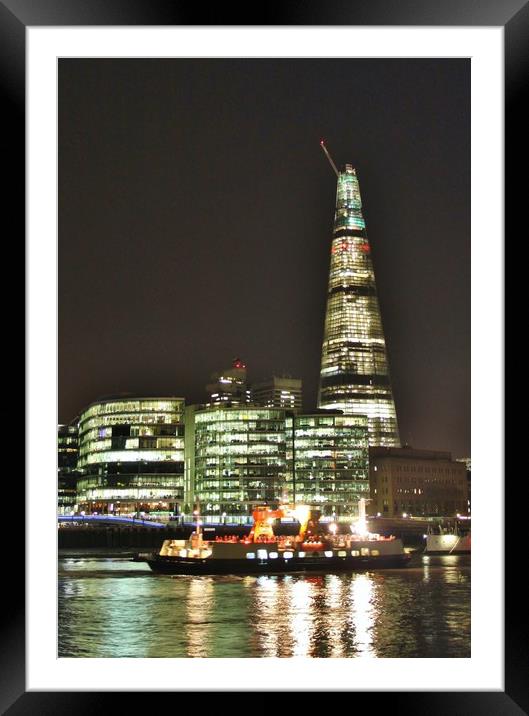 The Shard at Night. Framed Mounted Print by Becky Dix
