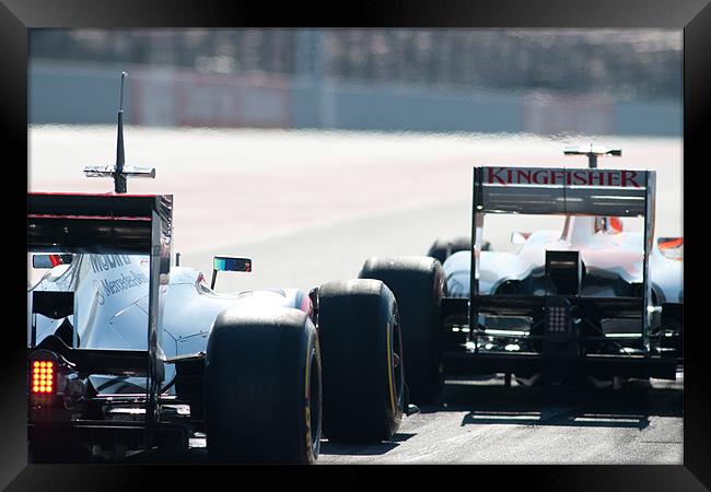 Lewis Hamilton & Nico Hulkenberg 2012 Framed Print by SEAN RAMSELL
