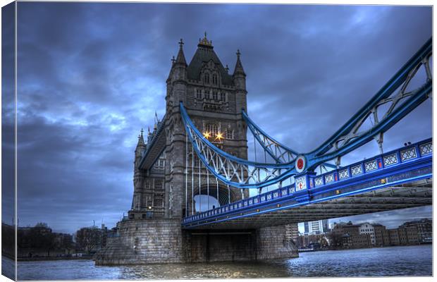 Tower Bridge in Blue Canvas Print by Dean Messenger