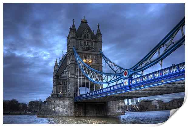 Tower Bridge in Blue Print by Dean Messenger