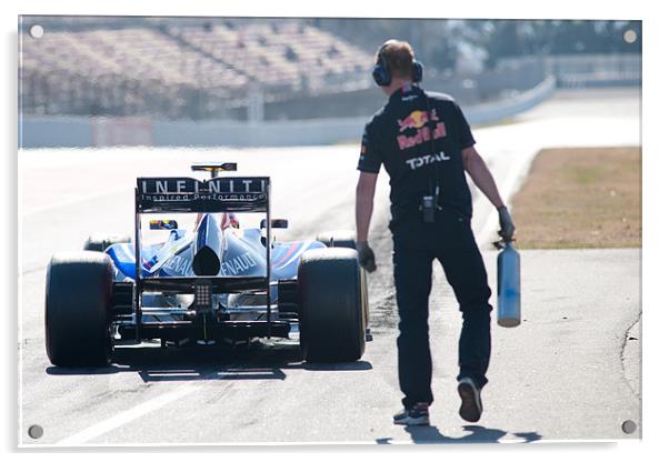 Mark Webber 2012 & Mechanic Acrylic by SEAN RAMSELL