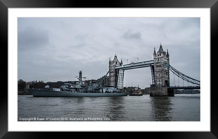 HMS St. Alban's at Tower Bridge Framed Mounted Print by Dawn O'Connor