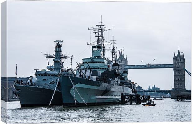 HMS St. Alban's and HMS Belfast Canvas Print by Dawn O'Connor
