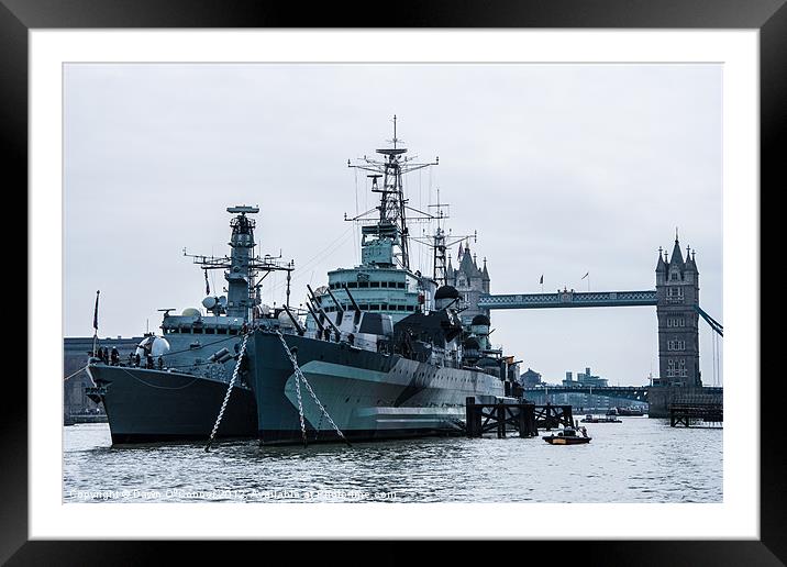 HMS St. Alban's and HMS Belfast Framed Mounted Print by Dawn O'Connor