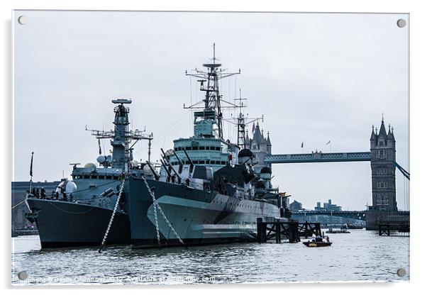 HMS St. Alban's and HMS Belfast Acrylic by Dawn O'Connor